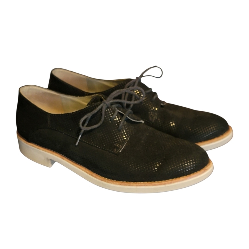 Paul Green Finley Lace-Up Black Oxford Reflective‎ Suede 9